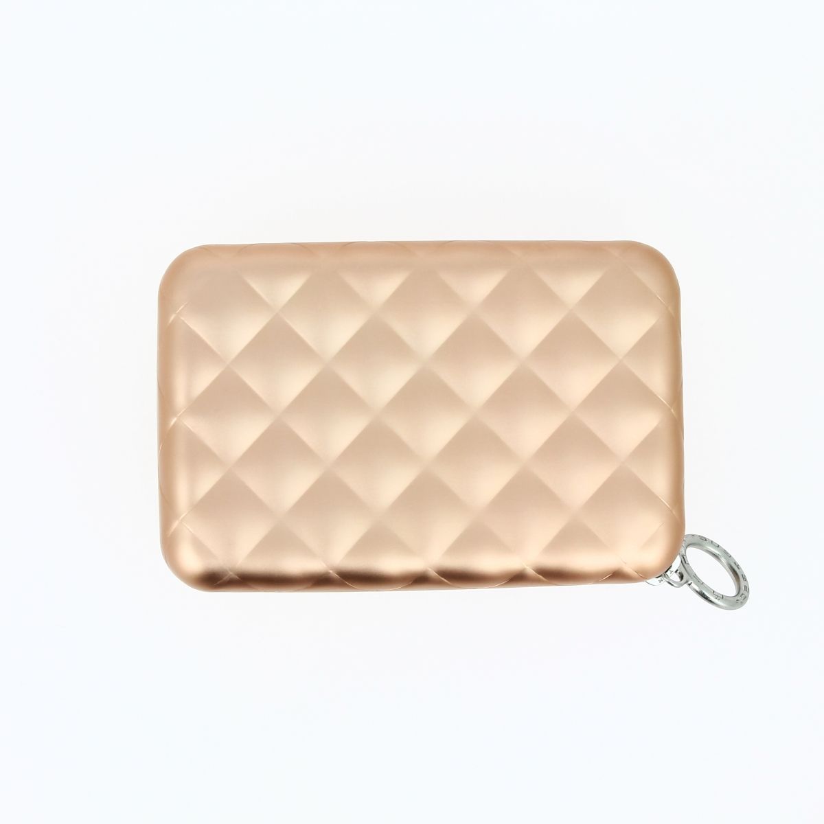 OGON Aluminum Wallet Quilted Zipper - Rose Gold